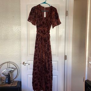Baltic Born velvet maxi dress copper burn out
